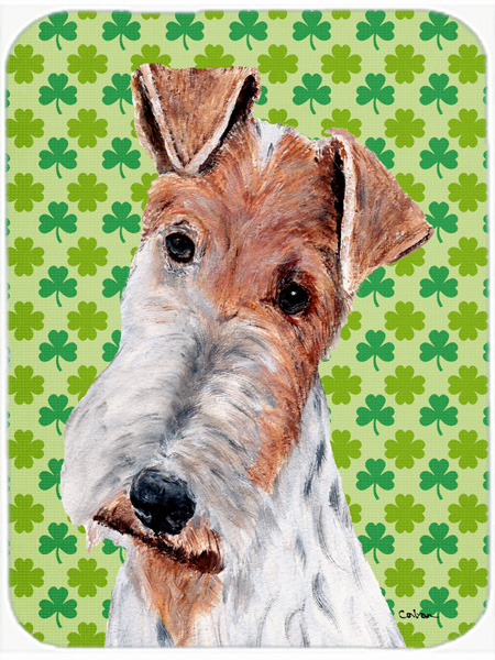 Wire Fox Terrier Lucky Shamrock St. Patrick's Day Mouse Pad - 7.75 x 9.25 In.