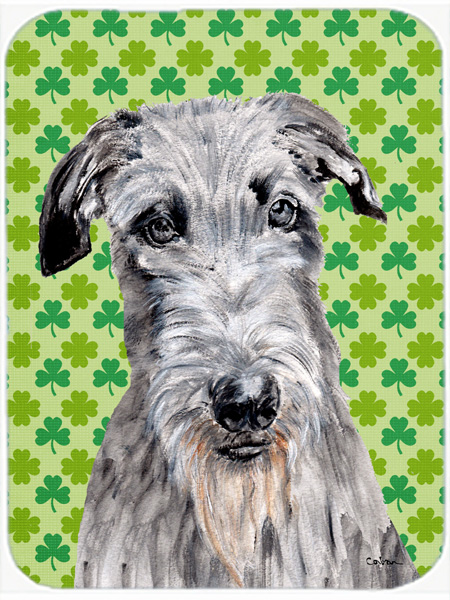 SC9730MP Scottish Deerhound Lucky Shamrock St. Patricks Day Mouse Pad- Hot Pad Or Trivet- 7.75 x 9.25 In.
