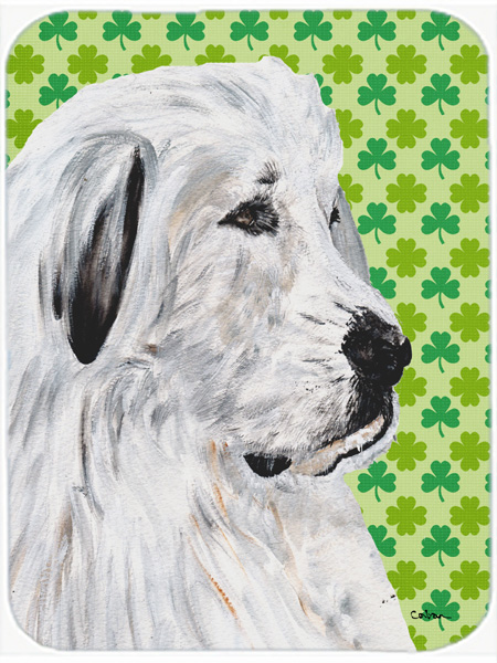 Great Pyrenees Lucky Shamrock St. Patricks Day Mouse Pad, Hot Pad Or Trivet, 7.75 x 9.25 In.
