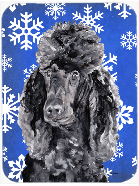 SC9770MP Black Standard Poodle Winter Snowflakes Mouse Pad- Hot Pad Or Trivet- 7.75 x 9.25 In.