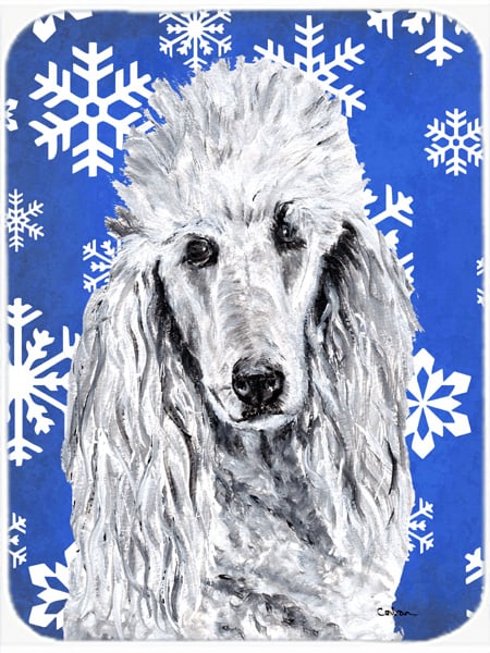 SC9775MP White Standard Poodle Winter Snowflakes Mouse Pad- Hot Pad Or Trivet- 7.75 x 9.25 In.