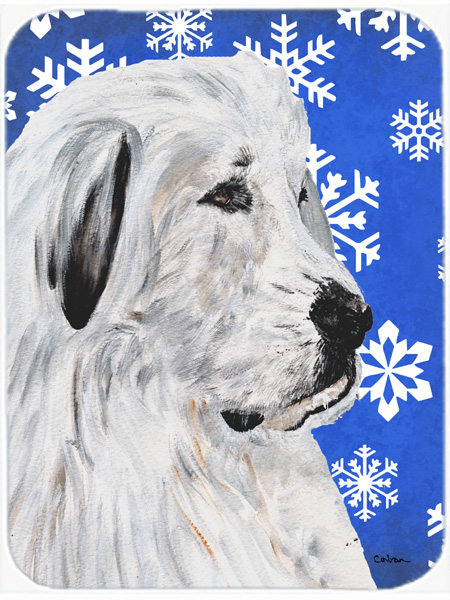 SC9786MP Great Pyrenees Winter Snowflakes Mouse Pad- Hot Pad Or Trivet- 7.75 x 9.25 In.