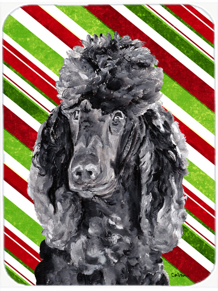 SC9794MP Black Standard Poodle Candy Cane Christmas Mouse Pad- Hot Pad Or Trivet- 7.75 x 9.25 In.