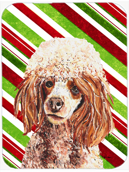 Red Miniature Poodle Candy Cane Christmas Mouse Pad, Hot Pad Or Trivet, 7.75 x 9.25 In.