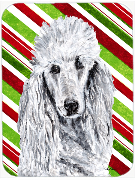 SC9799MP White Standard Poodle Candy Cane Christmas Mouse Pad- Hot Pad Or Trivet- 7.75 x 9.25 In.
