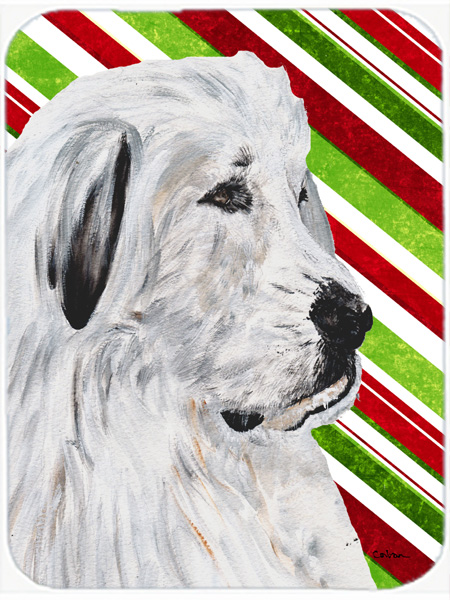Great Pyrenees Candy Cane Christmas Mouse Pad, Hot Pad Or Trivet, 7.75 x 9.25 In.