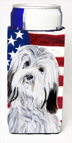 Havanese With American Flag Usa Michelob Ultra bottle sleeves Slim Cans 12 Oz.