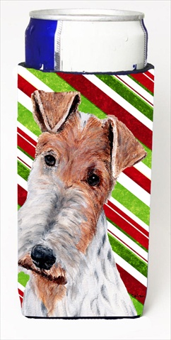 Wire Fox Terrier Candy Cane Christmas Michelob Ultra bottle sleeves Slim Cans 12 Oz.