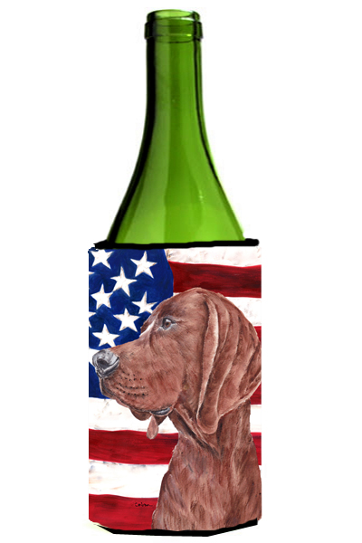 Redbone Coonhound With American Flag Usa Wine bottle sleeve Hugger 24 Oz.