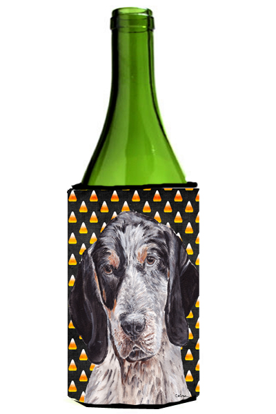 Blue Tick Coonhound Candy Corn Halloween Wine bottle sleeve Hugger  24 Oz.