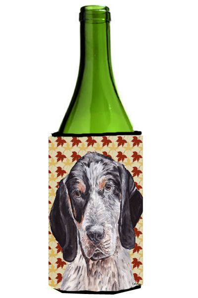 Blue Tick Coonhound Fall Leaves Wine bottle sleeve Hugger  24 Oz.
