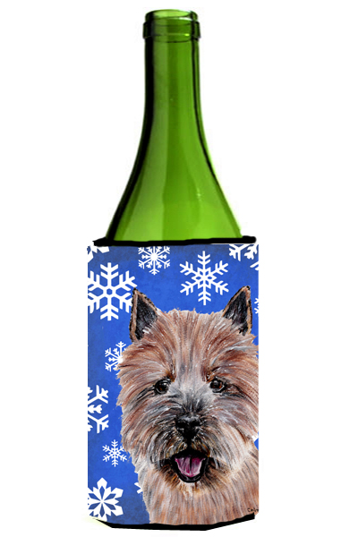 Norwich Terrier Winter Snowflakes Wine bottle sleeve Hugger  24 Oz.