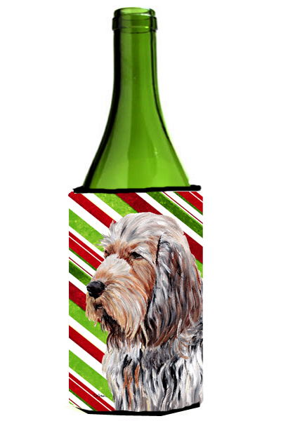 Otterhound Candy Cane Christmas Wine bottle sleeve Hugger  24 Oz.