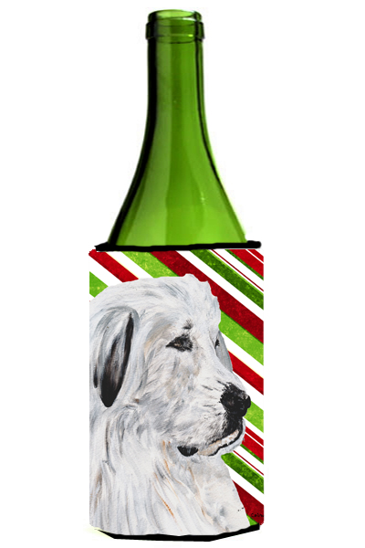 Great Pyrenees Candy Cane Christmas Wine bottle sleeve Hugger  24 Oz.