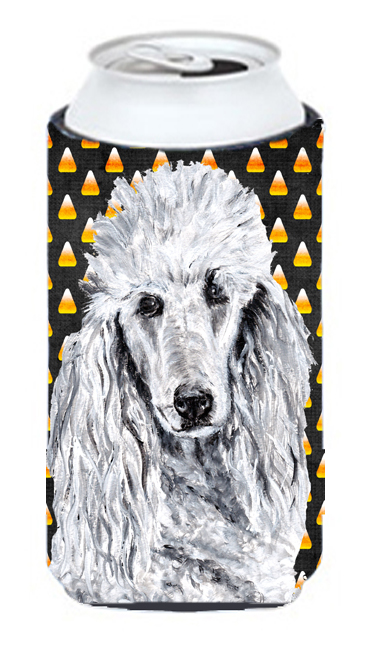 SC9655TBC White Standard Poodle Candy Corn Halloween Tall Boy bottle sleeve Hugger 22 To 24 Oz.