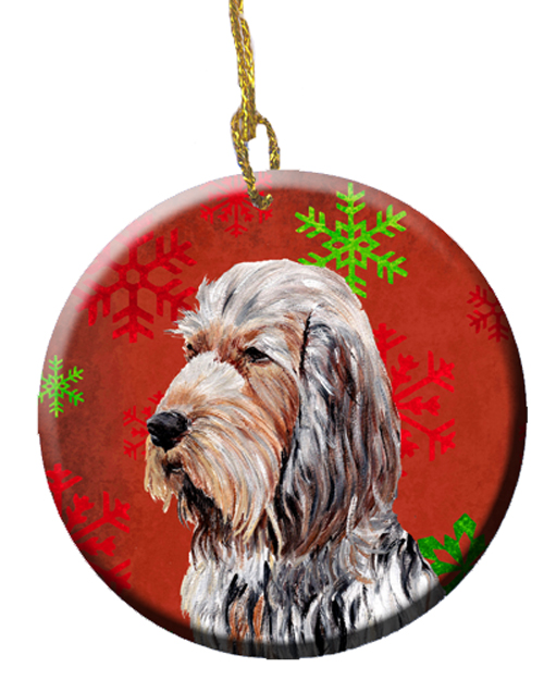 Otterhound Red Snowflakes Holiday Ceramic Ornament