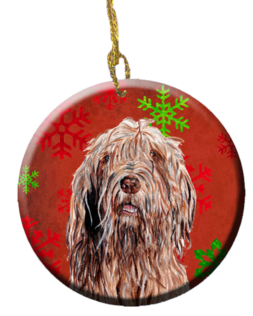 Otterhound Red Snowflakes Holiday Ceramic Ornament