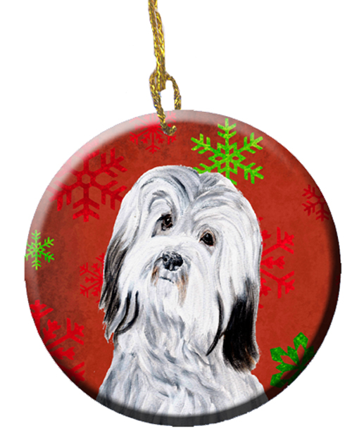 Havanese Red Snowflakes Holiday Ceramic Ornament