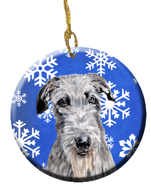 Scottish Deerhound Winter Snowflakes Ceramic Ornament