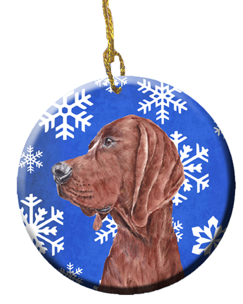 Redbone Coonhound Winter Snowflakes Ceramic Ornament