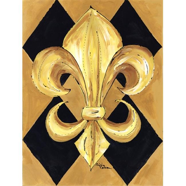 Carolines Treasures 8125CHF Black and Gold Fleur de lis New Orleans Flag Canv...