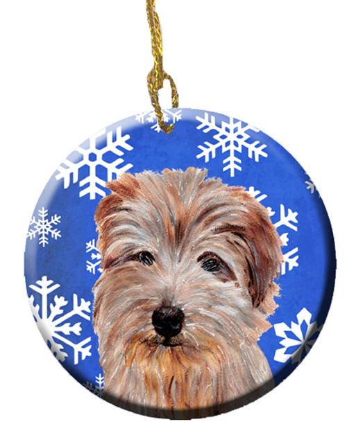 Norfolk Terrier Winter Snowflakes Ceramic Ornament