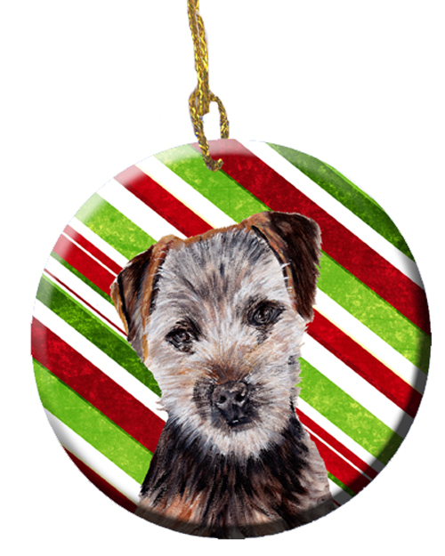 Norfolk Terrier Puppy Candy Cane Christmas Ceramic Ornament