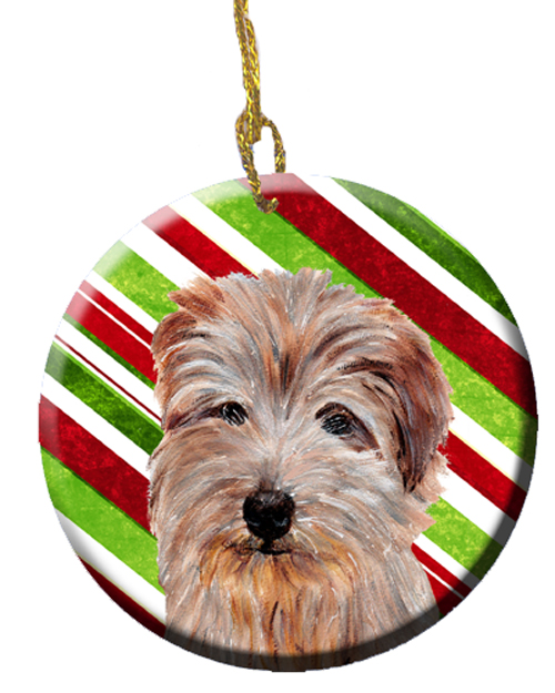 Norfolk Terrier Candy Cane Christmas Ceramic Ornament