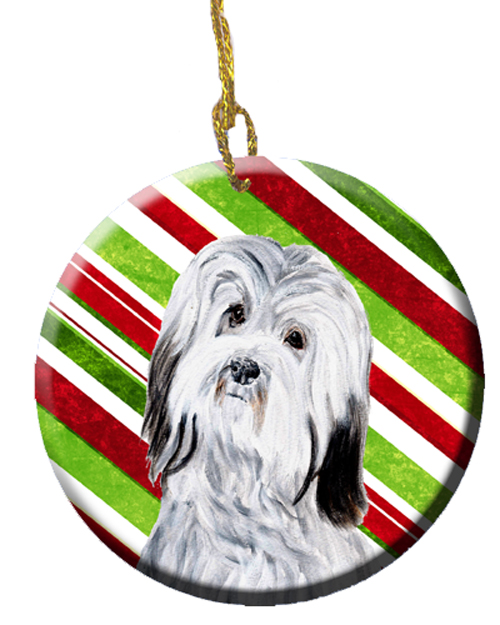 Havanese Candy Cane Christmas Ceramic Ornament