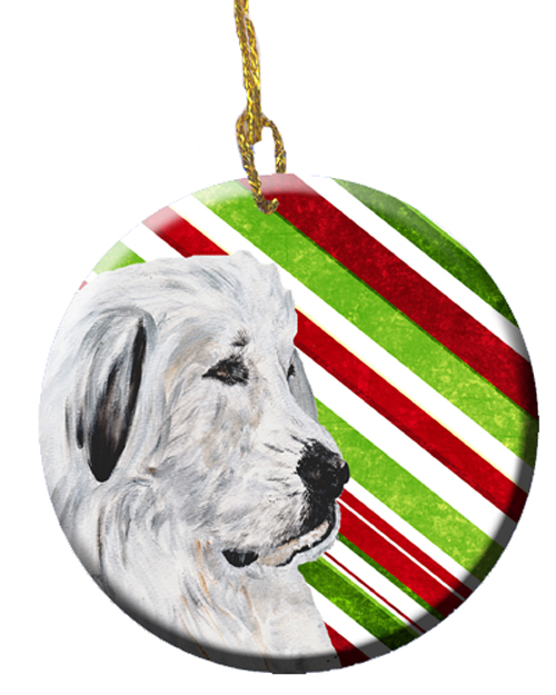 Great Pyrenees Candy Cane Christmas Ceramic Ornament