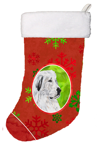 Great Pyrenees Red Snowflakes Holiday Christmas Stocking, 11 x 8 In.
