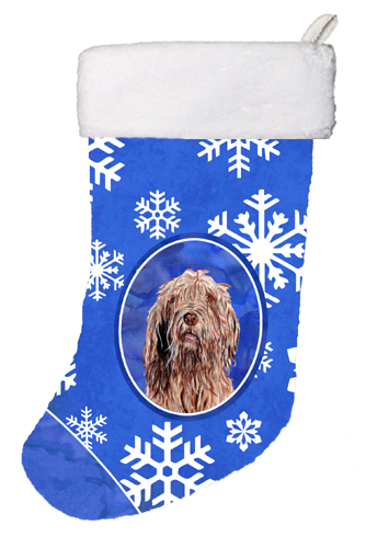 Otterhound Winter Snowflakes Christmas Stocking- - 11 x 8 In.
