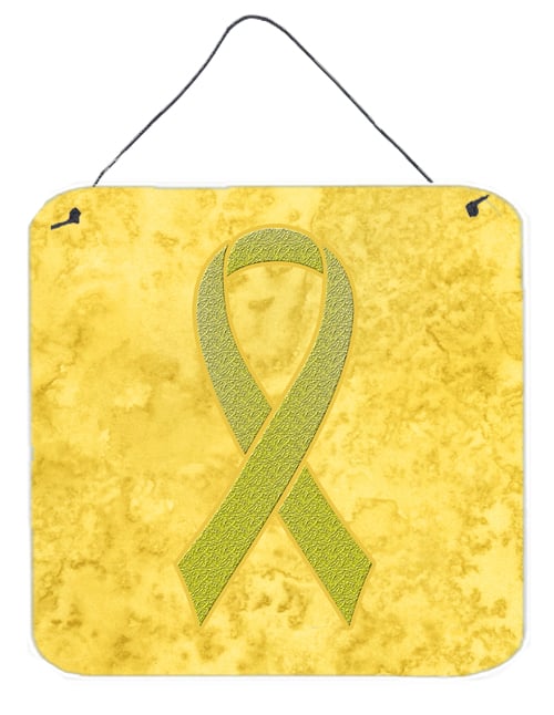 AN1203DS66 Yellow Ribbon For Sarcoma- Bone Or Bladder Cancer Awareness Aluminium Metal Wall Or Door Hanging Prints