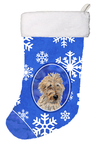 Golden Doodle 2 Winter Snowflakes Christmas Stocking- - 11 x 8 In.