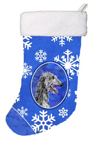 Scottish Deerhound Winter Snowflakes Christmas Stocking