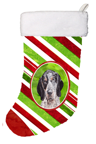 Blue Tick Coonhound Candy Cane Christmas Christmas Stocking- 11 x 8 In.