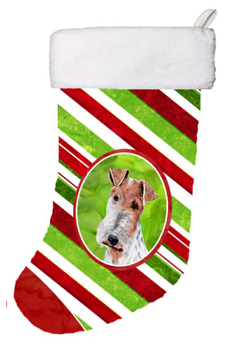 Wire Fox Terrier Candy Cane Christmas Christmas Stocking 11 x 8 In.