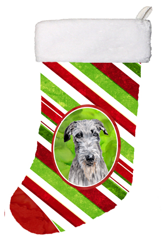 Scottish Deerhound Candy Cane Christmas Christmas Stocking- 11 x 8 In.