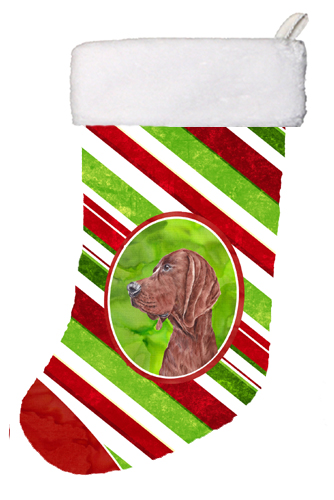 Redbone Coonhound Candy Cane Christmas Christmas Stocking- 11 x 8 In.