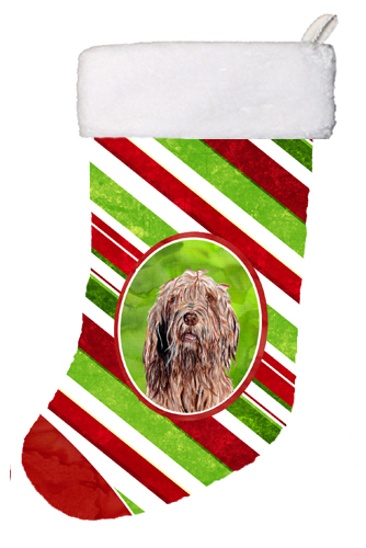 Otterhound Candy Cane Christmas Christmas Stocking- - 11 x 8 In.