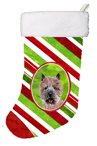 Norwich Terrier Candy Cane Christmas Christmas Stocking- - 11 x 8 In.