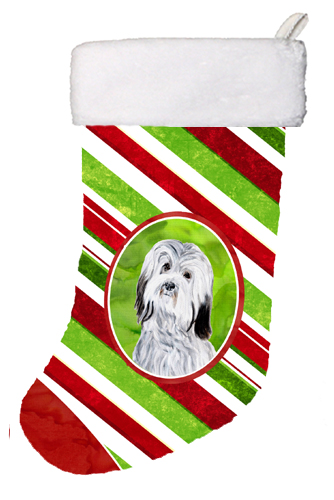 SC9809-CS Havanese Candy Cane Christmas Christmas Stocking- 11 x 8 In.