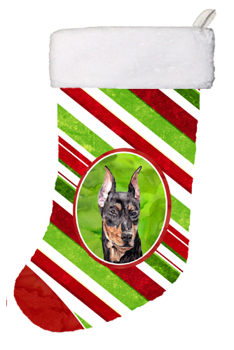 German Pinscher Candy Cane Christmas Christmas Stocking, 11 x 8 In.