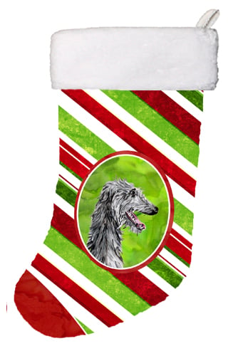Scottish Deerhound Candy Cane Christmas Christmas Stocking- - 11 x 8 In.