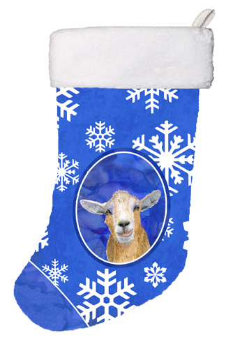 RDR3023-CS Goat Winter Snowflakes Holiday Christmas Stocking- 11 x 8 In.