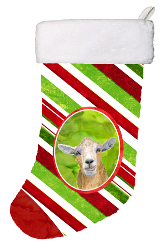 Goat Candy Cane Holiday Christmas Christmas Stocking, 11 x 8 In.