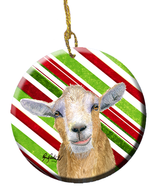 Goat Red Snowflakes Holiday Christmas Ceramic Ornament