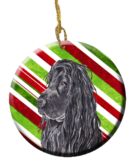 Black Cocker Spaniel Candy Cane Christmas Ceramic Ornament