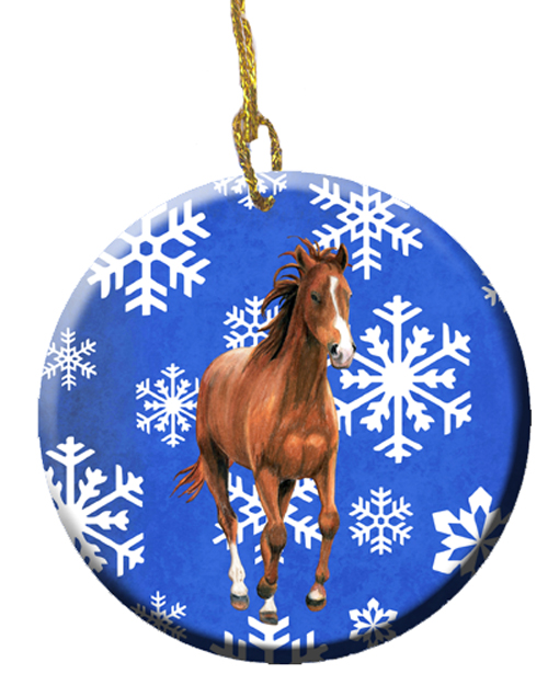 Horse Winter Snowflakes Holiday Ceramic Ornament