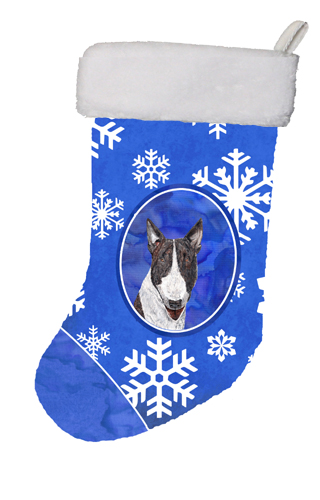 Bull Terrier Winter Snowflakes Christmas Stocking